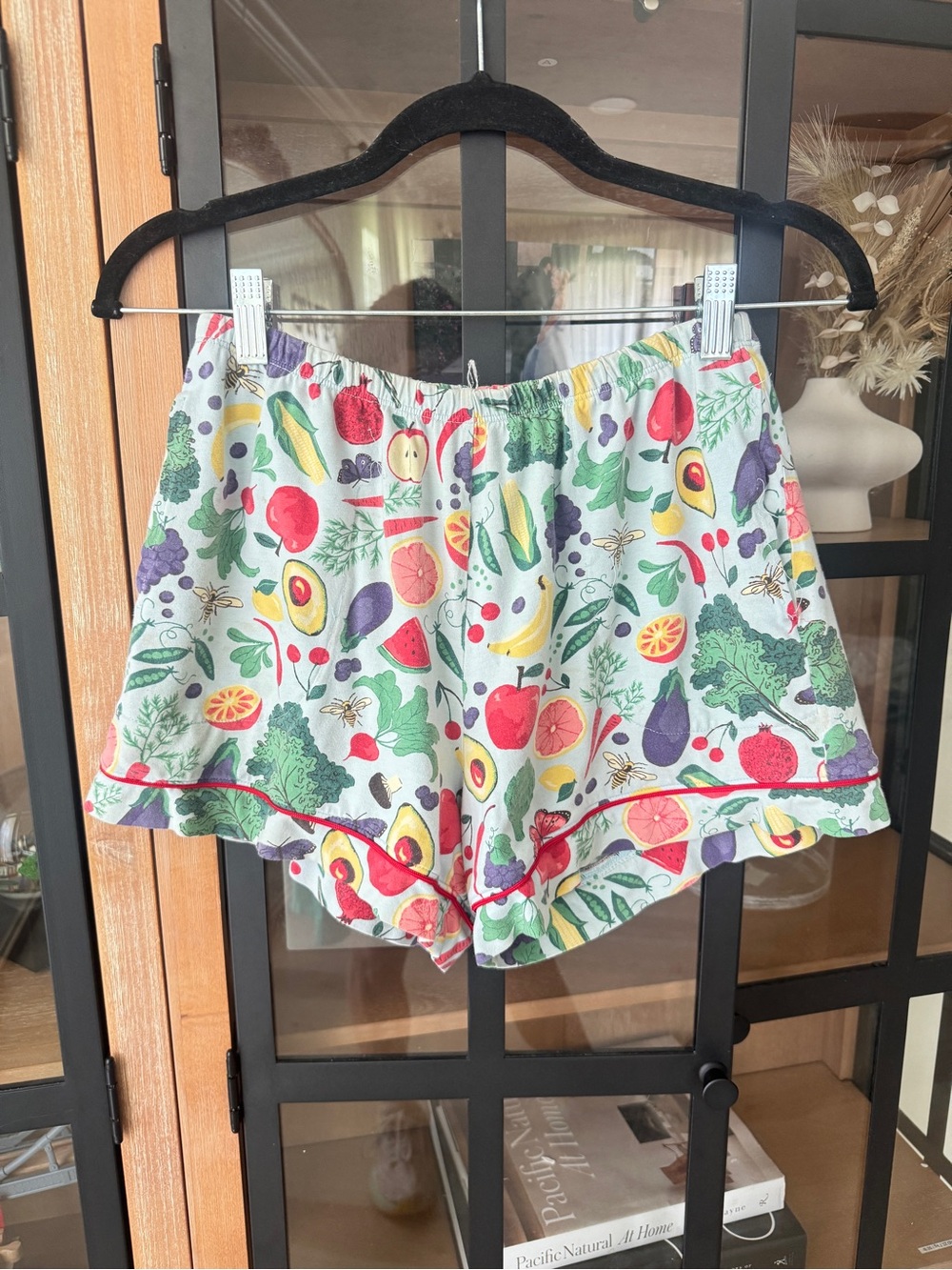 Bedhead pajamas shorts fruits veggies print bees whimsical vegetables pockets